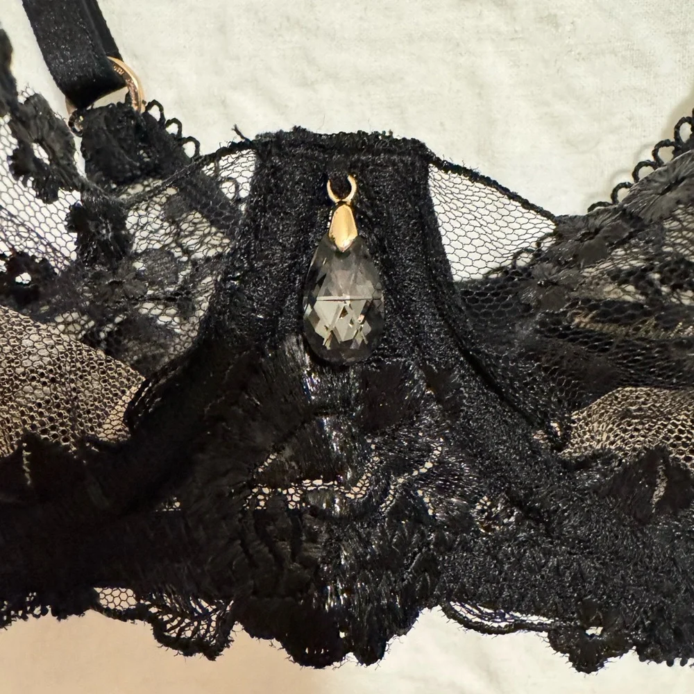 Honey Birdette Whitney Black Lingerie Set || Bra-32C, Garter Belt-Sm, Panty-Sm - Picture 6 of 15